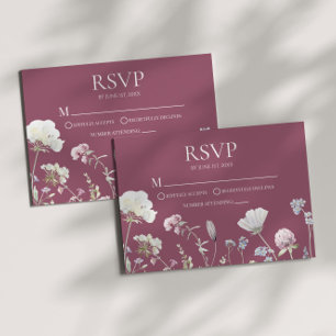 Carte de réponse de mariage floral Fleur sauvage