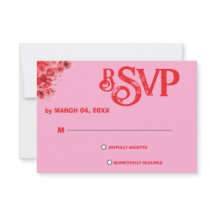 Carte de réponse de mariage floral rose romantique