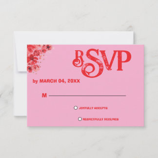 Carte de réponse de mariage floral rose romantique
