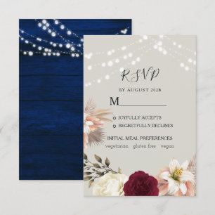 Carte de réponse de mariage floral rustique bordea