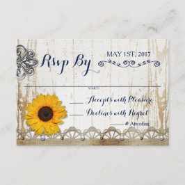 Carte de réponse de mariage floral tournesol en bo