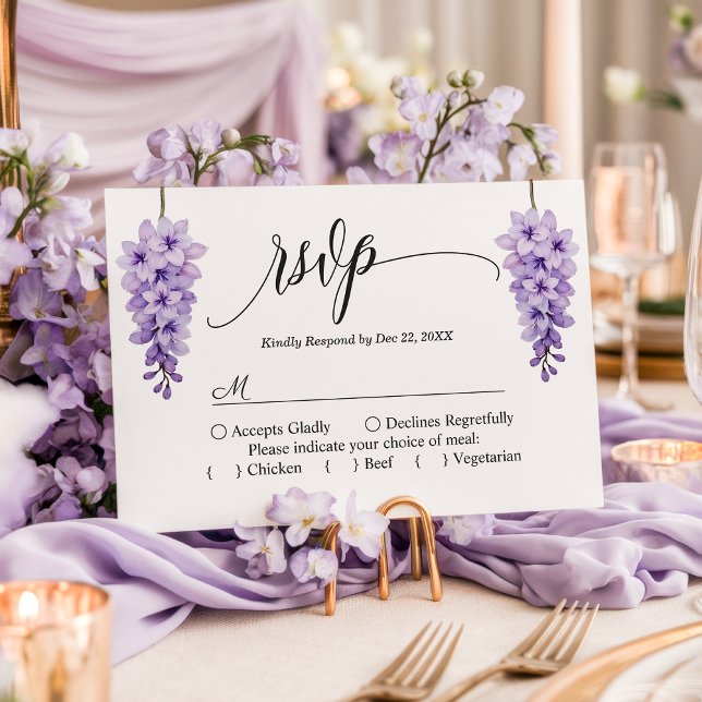 Carte de réponse de mariage florale à l'écriture W (Créateur téléchargé)