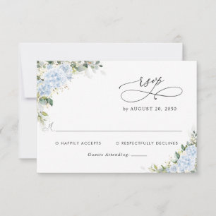 Carte de réponse de mariage florale à l'hortensia