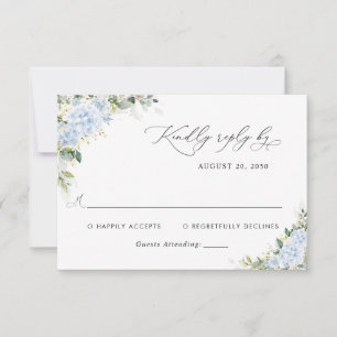 Carte de réponse de mariage florale à l'hortensia