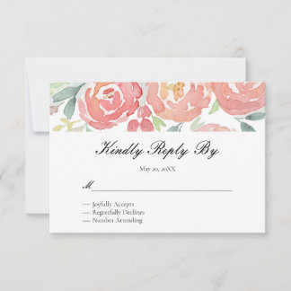 Carte de réponse de mariage florale aquarelle Cora
