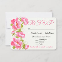 Carte de réponse de mariage florale aquarelle rose
