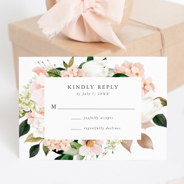 Carte de réponse de mariage florale Blush de print (Créateur téléchargé)