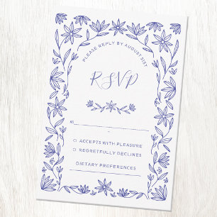 Carte de réponse de mariage florale méditerranéenn
