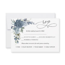 Carte de réponse de mariage florale poussiéreuse b