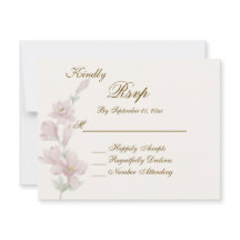 Carte de réponse de mariage florale rose pâle élég