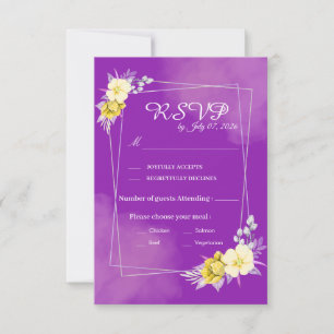 Carte de réponse de mariage florale violette