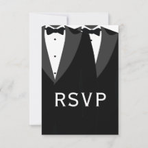 Carte de réponse de mariage gay élégante en noir e