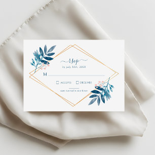 Carte de réponse de mariage Geometric Dusty Blue G