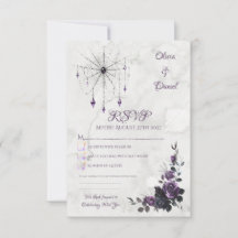 Carte de réponse de mariage gothique Fleur Romance