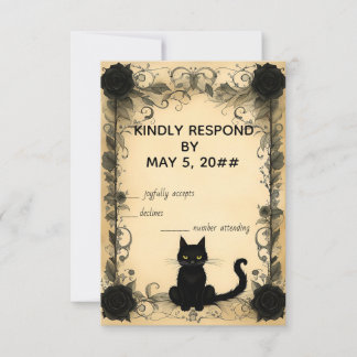 Carte de réponse de mariage gothique pour chat Whi