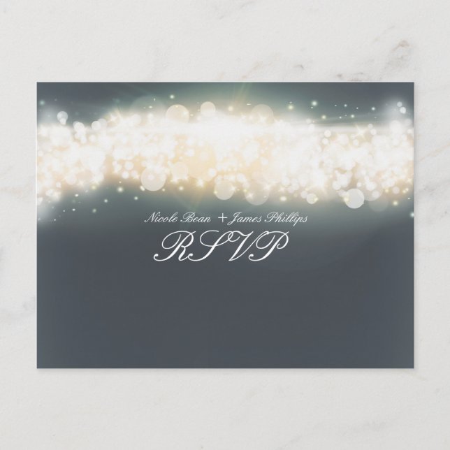 Carte de réponse de mariage Grey Sparkle Light Bla (Devant)