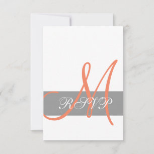 Carte de réponse de mariage gris orange   Noms de 