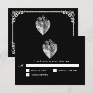 Carte de réponse de mariage Halloween gothique som