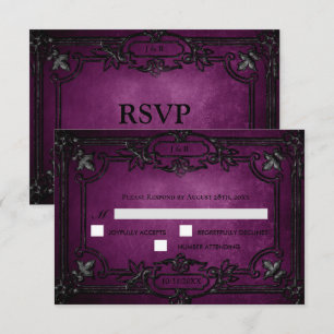 Carte de réponse de mariage Halloween gothique vio