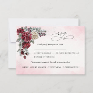 Carte de réponse de mariage hivernal Frozen Roses