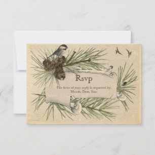 Carte de réponse de mariage hivernal vintage à la 