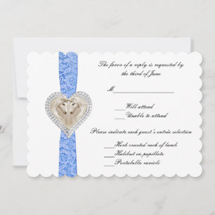 Carte de réponse de mariage Licorne Bleue en dente