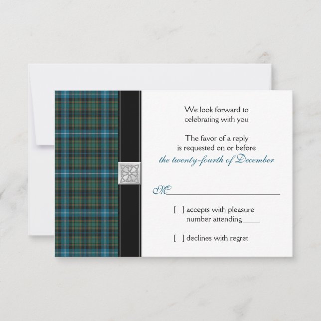 Carte de réponse de mariage MacRae Ancien Tartan d (Devant)