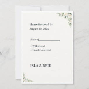 Carte de réponse de mariage Minimal Greenery   Élé