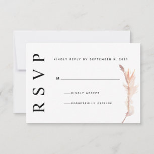Carte de réponse de mariage minimaliste avec herbe