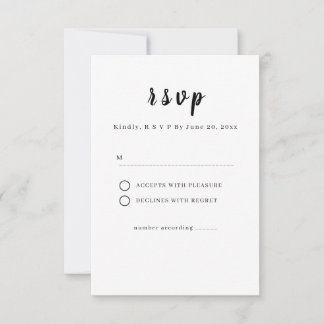 Carte de réponse de mariage minimaliste blanc