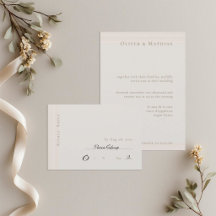 Carte de réponse de mariage minimaliste moderne or