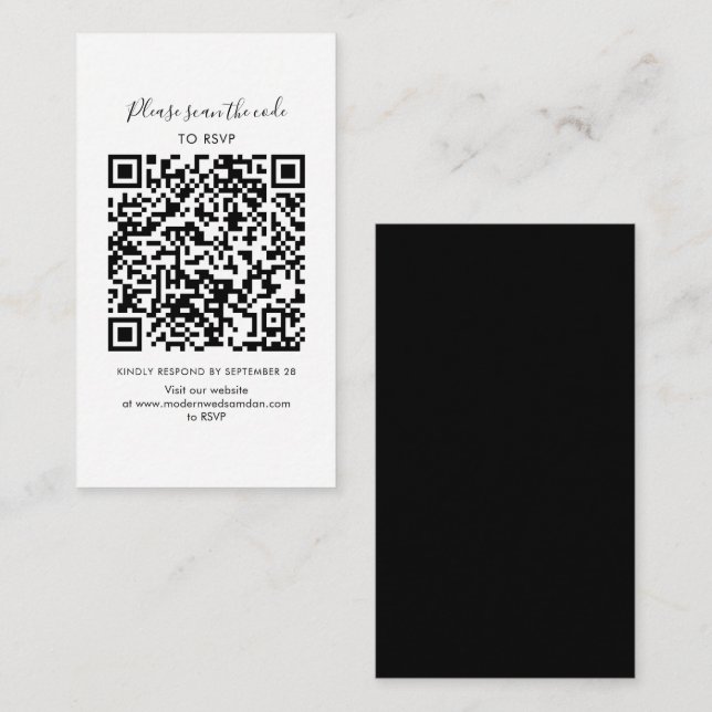 Carte de réponse de mariage moderne avec QR Code (Devant / Derrière)