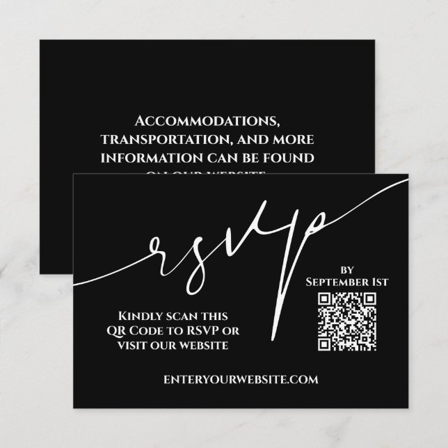 Carte de réponse de mariage moderne avec QR code n (Devant / Derrière)