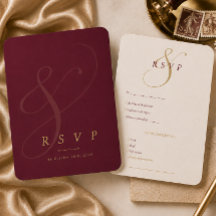 Carte de réponse de mariage moderne en Bourgogne e