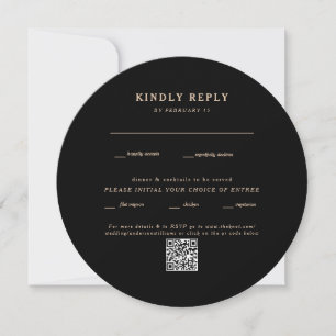 Carte de réponse de mariage moderne noire ronde av