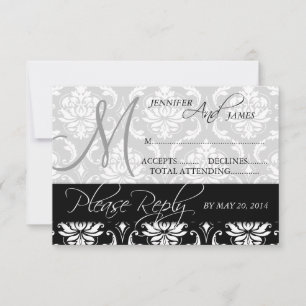 Carte de réponse de mariage Monogramme de noms en