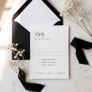 Carte de réponse de mariage noir et blanc calligra