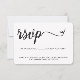 Carte de réponse de mariage noir et blanc sans env