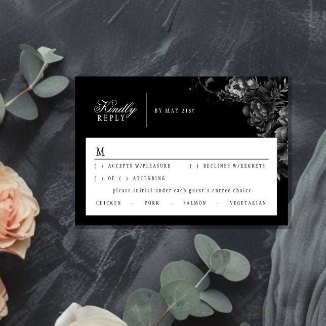 Carte de réponse de Mariage noir gothique classiqu (Créateur téléchargé)