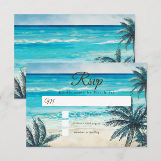 Carte de réponse de mariage Océan Bleu Plage Aquar
