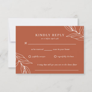 Carte de réponse de mariage orange brûlé tropical