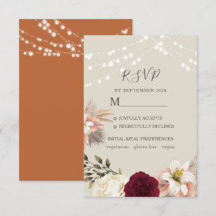Carte de réponse de mariage orange rustique