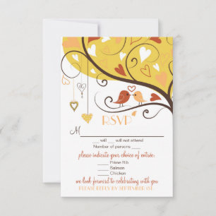 Carte de réponse de mariage pour des tourtereaux a