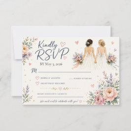 Carte de réponse de mariage pour deux mariées