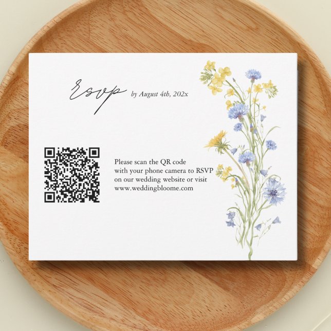 Carte de réponse de mariage QR code à fleurs sauva (Créateur téléchargé)