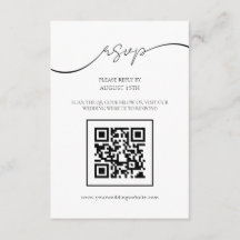 Carte de réponse de mariage QR Code écriture éléga