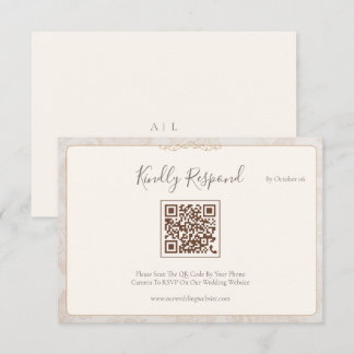 Carte de réponse de mariage QR Code minimaliste -