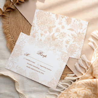 Carte de réponse de mariage romantique neutre avec