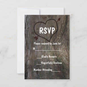Carte de réponse de mariage rustique Arbre + Cœur
