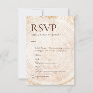 Carte de réponse de mariage rustique en bois - Cho